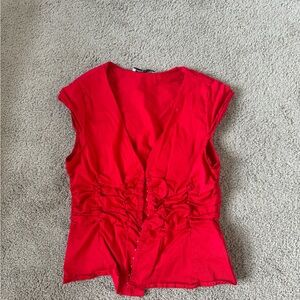 Princess Polly Vibrant Red Ruched Blouse